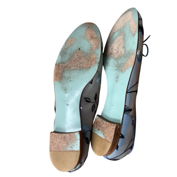 Ramon Tenza Blue Embroidered mesh ballet flats 10 - Picture 7 of 8
